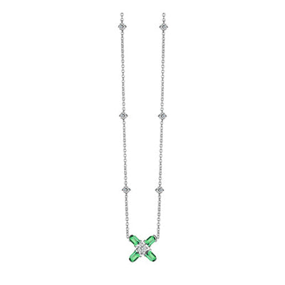 Arch Florale MM Necklace, 18k White Gold with DAVIDOR Arch Cut Green Tourmalines and Brilliant Diamonds - DAVIDOR
