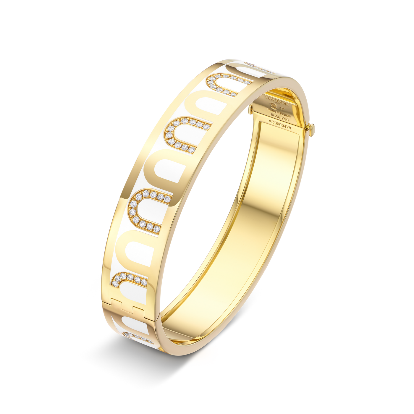 L’Arc de DAVIDOR Bangle GM, 18k Yellow Gold with Lacquered Ceramic and Colonnato Diamonds - DAVIDOR