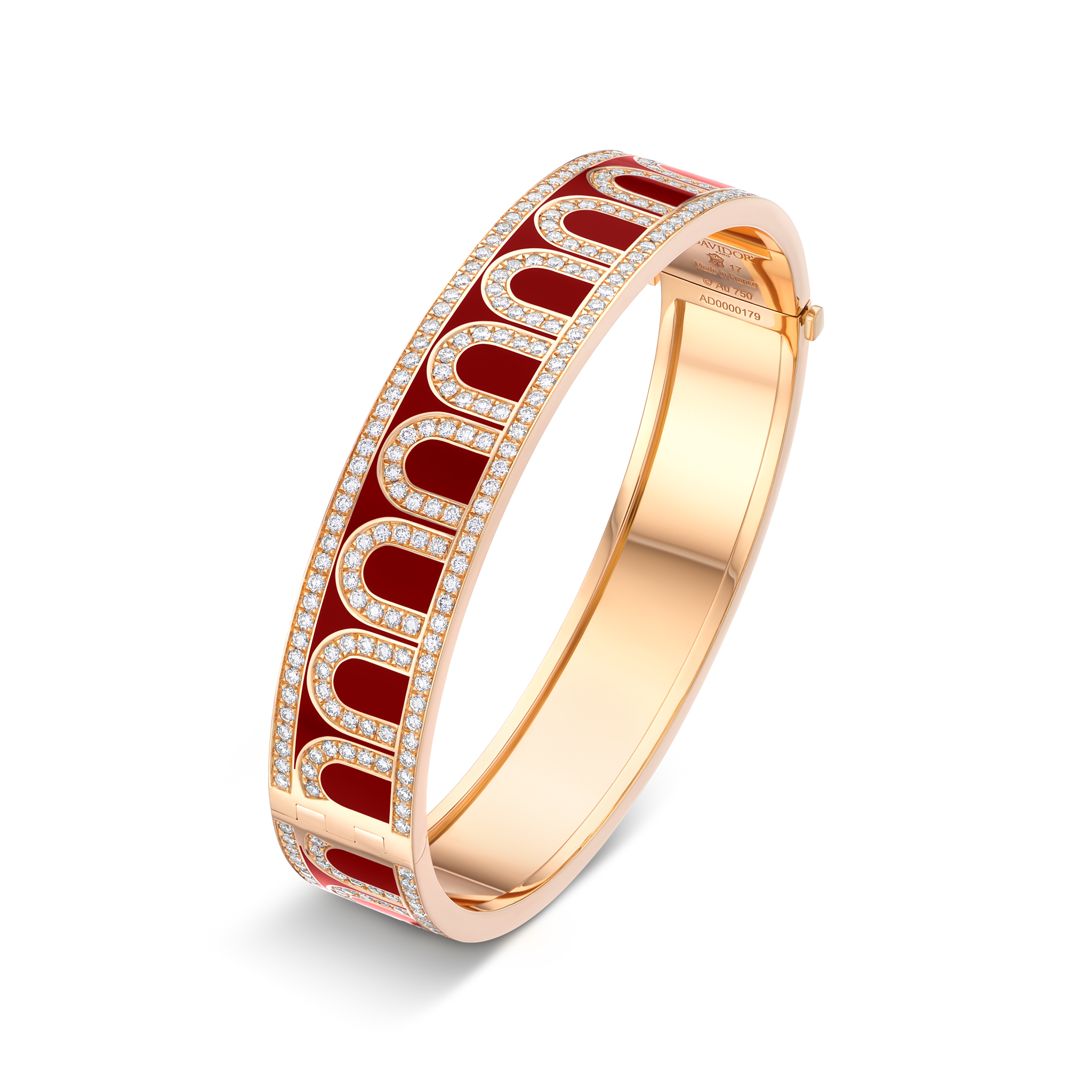 L'Arc de DAVIDOR Bangle GM, 18k Rose Gold with Lacquered Ceramic and Palais Diamonds - DAVIDOR