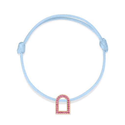 L'Arc Voyage Charm MM, 18k Rose Gold with Galerie Pink Sapphires on Silk Cord - DAVIDOR