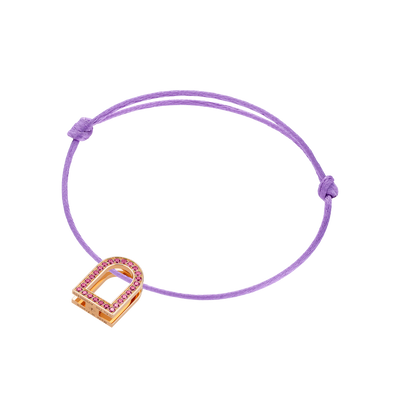 L'Arc Voyage Charm MM, 18k Rose Gold with Galerie Pink Sapphires on Silk Cord - DAVIDOR